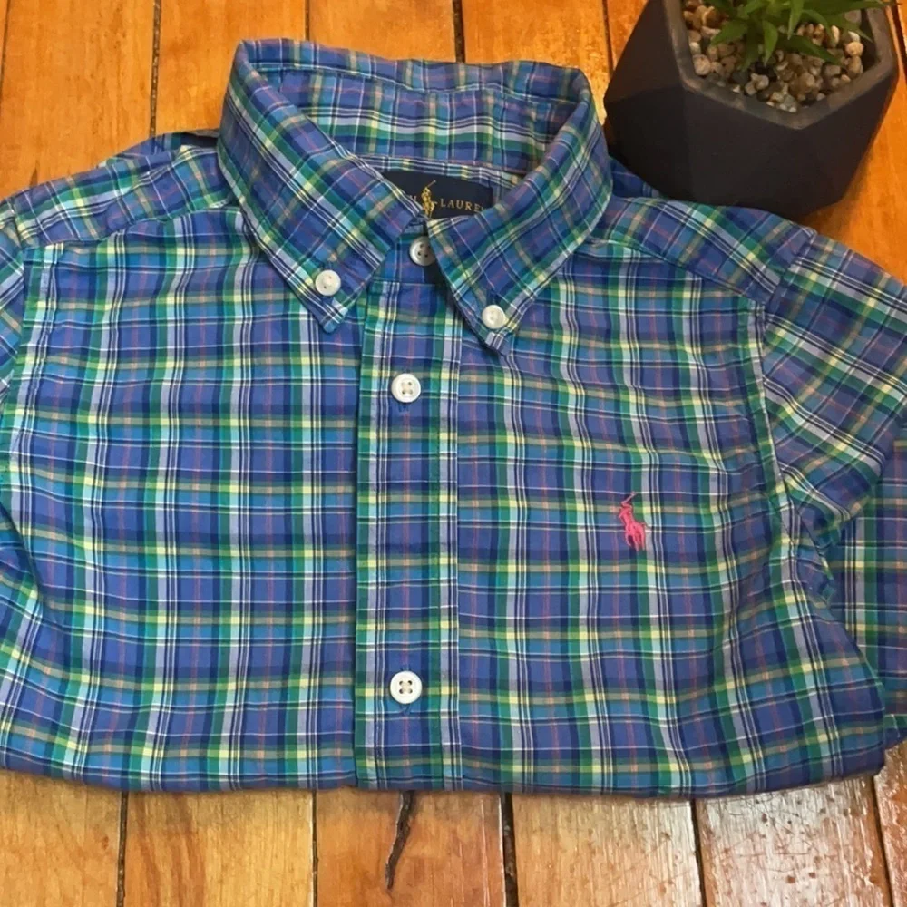 🤗EUC RALPH LAUREN PLAID COTTON for boy size 3/3T